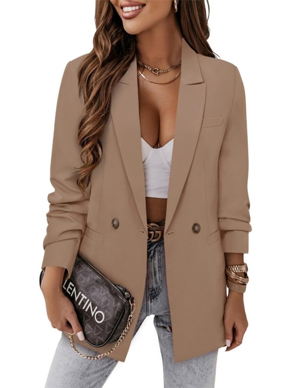 Chic Women's Business Casual Blazer Jacket | Lined Work Suit Coat for